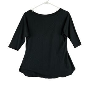 Angelrox Doleman Sleeve Bamboo Organic Cotton Top Women M/L Black Capsule Ribbed